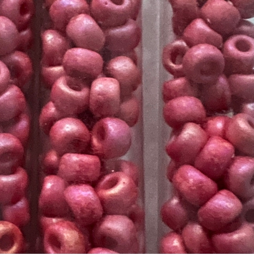 SEED BEADS Matte Red Pink Rose Large Hole &  strand pink quartz oval beads - Picture 5 of 7